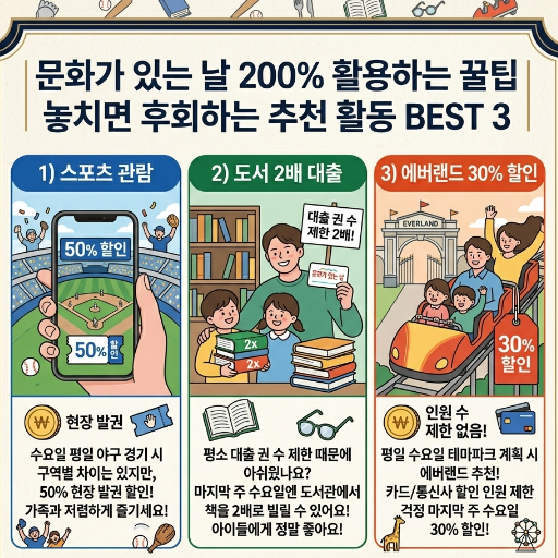 문화가 있는 날 할인 혜택 추천 활동 BEST3 소개 이미지