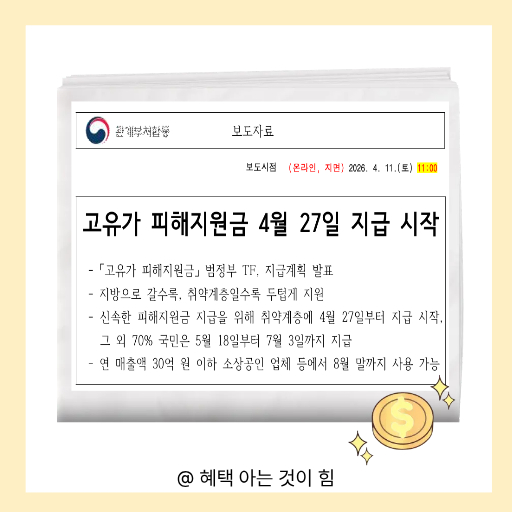 2026년 고유가 피해지원금 신청기간에 대한 이미지