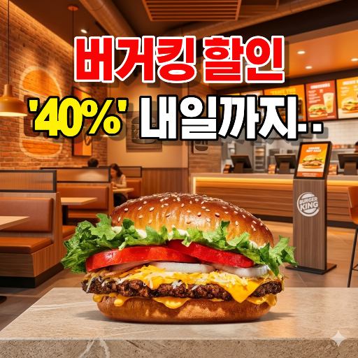 버거킹 할인 이벤트 시각화한 햄버거 이미지